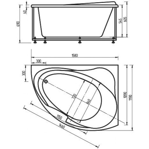 Ванна акриловая Aquatek Альтаир белая 160x120 см ALT160-0000047